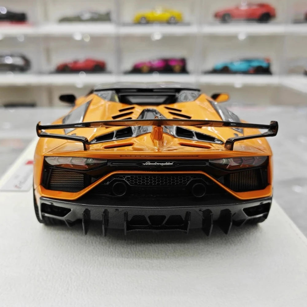 [Make Up] 1:18 Lamborghini 2019 Aventador SVJ Roadster Orange Model Car Resin