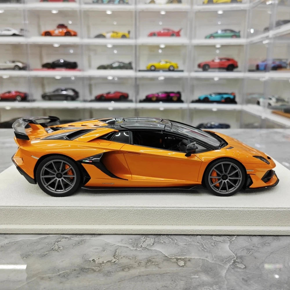 [Make Up] 1:18 Lamborghini 2019 Aventador SVJ Roadster Orange Model Car Resin