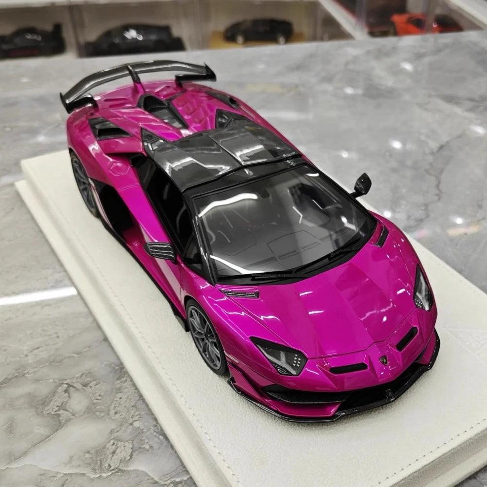 [Make Up] 1:18 Lamborghini 2019 Aventador SVJ Roadster Purple Model Car Resin