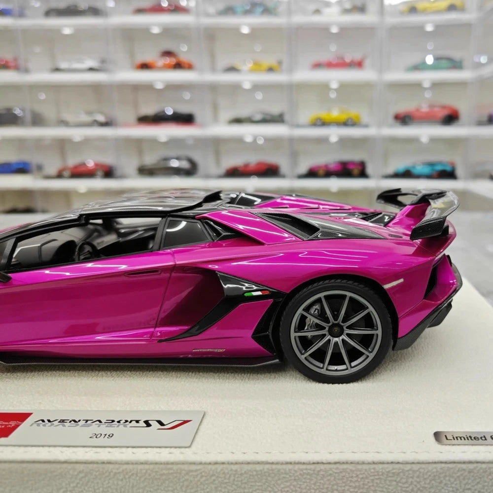 [Make Up] 1:18 Lamborghini 2019 Aventador SVJ Roadster Purple Model Car Resin