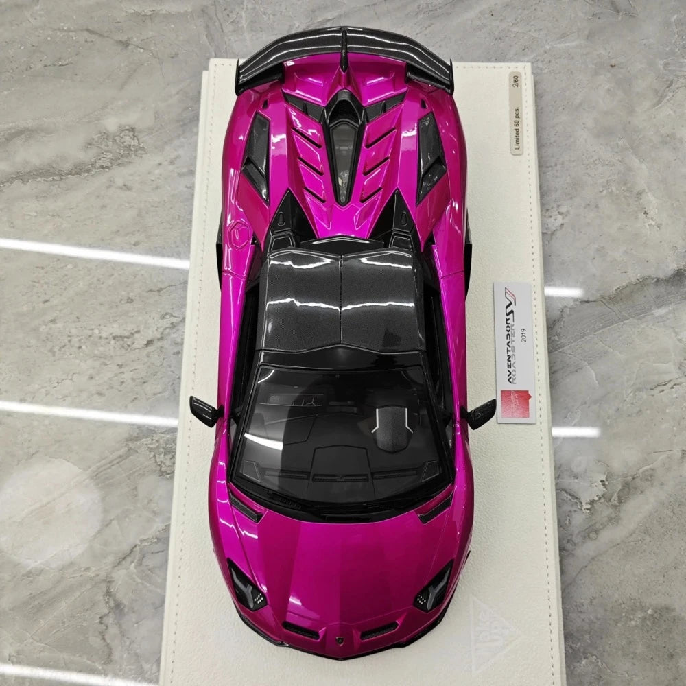 [Make Up] 1:18 Lamborghini 2019 Aventador SVJ Roadster Purple Model Car Resin