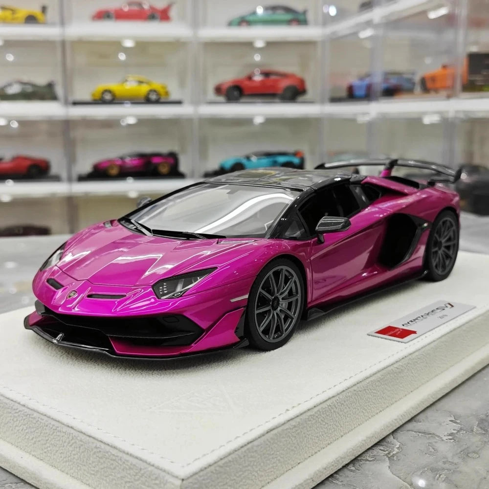 [Make Up] 1:18 Lamborghini 2019 Aventador SVJ Roadster Purple Model Car Resin