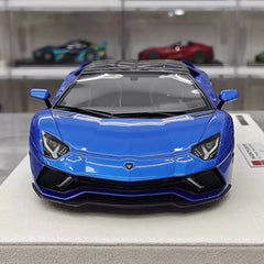[Make Up] 1:18 Lamborghini 2021 Aventador LP780-4 Ultimae Roadster Blue Model Car Resin