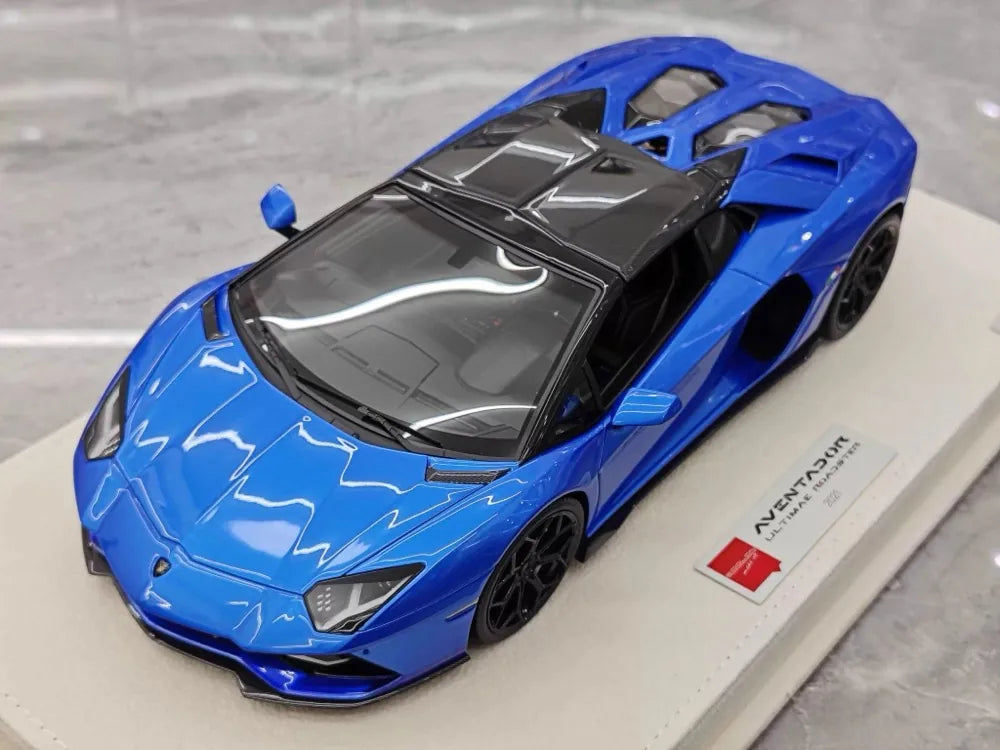 [Make Up] 1:18 Lamborghini 2021 Aventador LP780-4 Ultimae Roadster blu modellino di auto resina