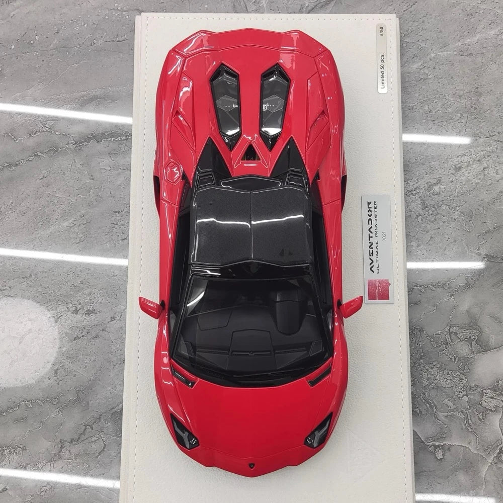 [Make Up] 1:18 Lamborghini 2021 Aventador LP780-4 Ultimae Roadster レッド モデルカー レジン
