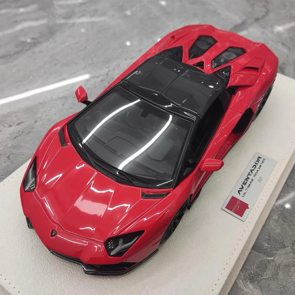[Make Up] 1:18 Lamborghini 2021 Aventador LP780-4 Ultimae Roadster Red Model Car Resin