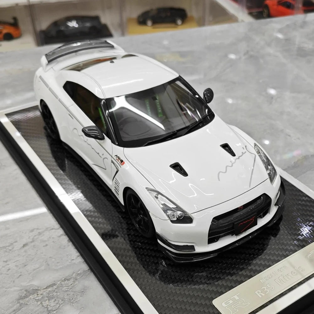 [Make Up] 1:18 Nissan 2007 GT-R R35 Mine's White Model Car Resin