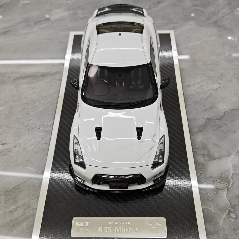 [Make Up] 1:18 Nissan 2007 GT-R R35 Mine's White Model Car Resin