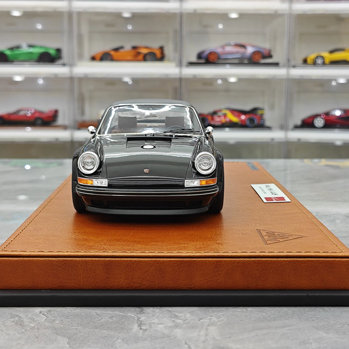 [Make Up] 1:18 Porsche 1990 Singer 911 964 Targa Miniatura Metallica Nera in Resina