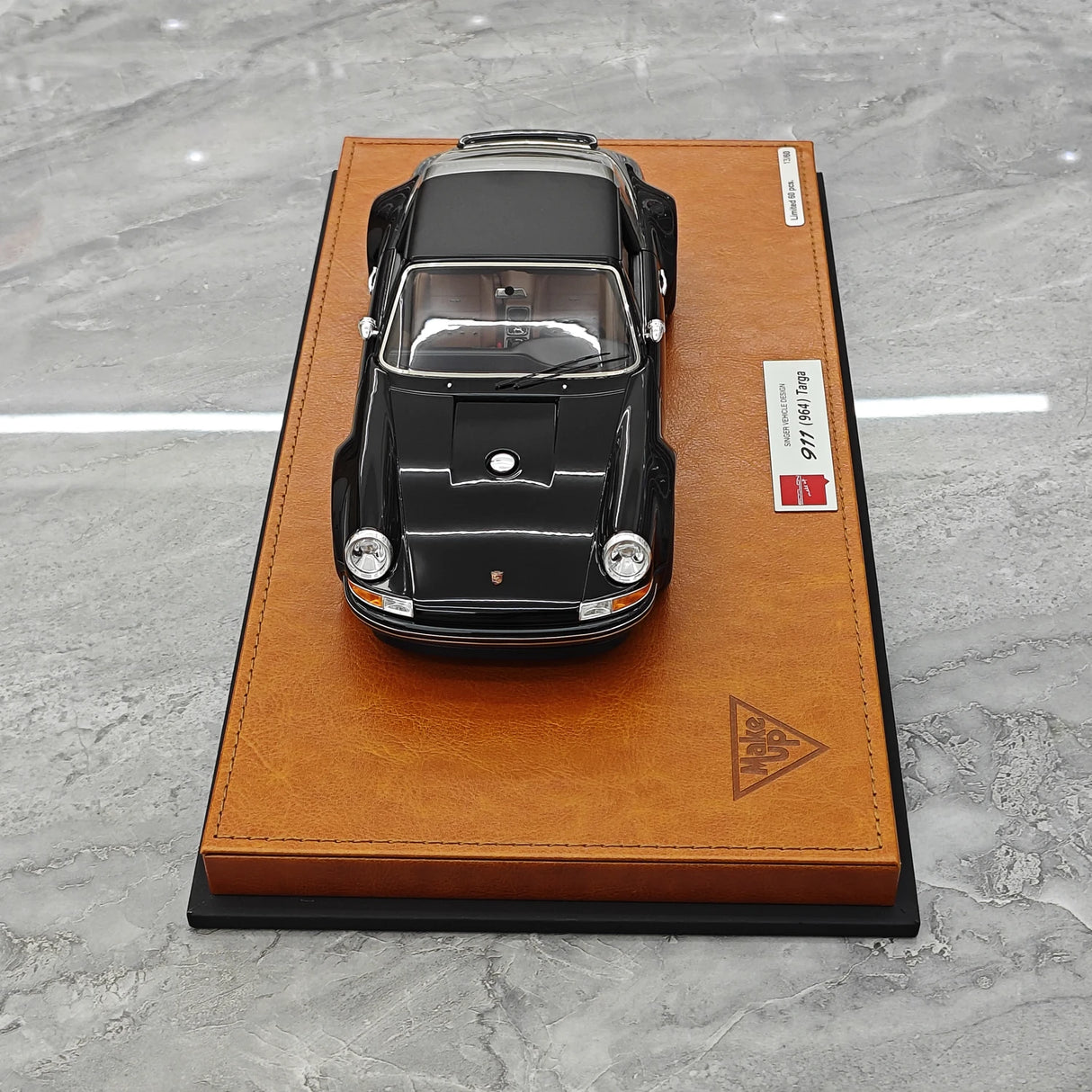 [Make Up] 1:18 Porsche 1990 Singer 911 964 Targa Miniatura Metallica Nera in Resina