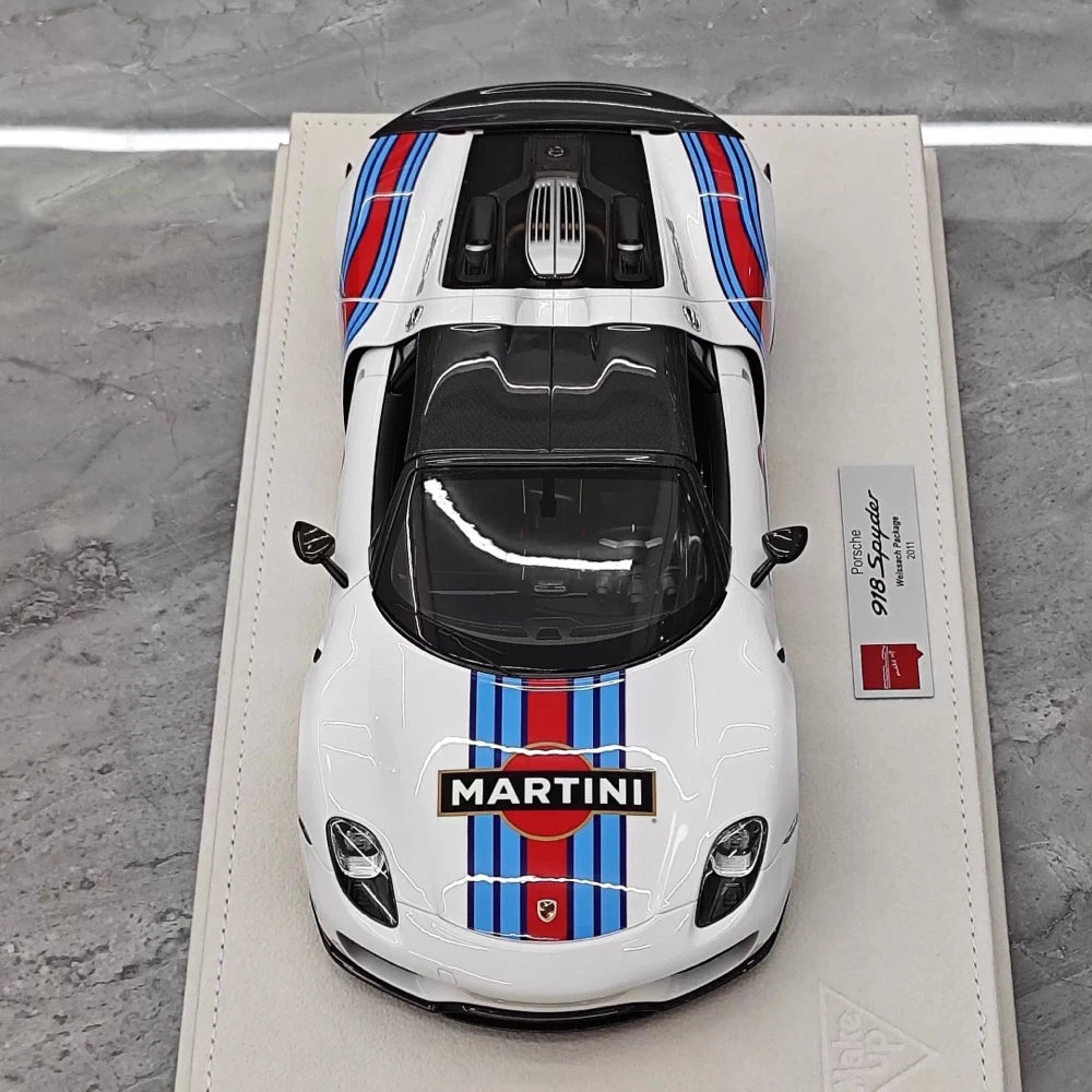 [Make Up] 1:18 Porsche 2011 918 Spyder Martini Model Car Resin