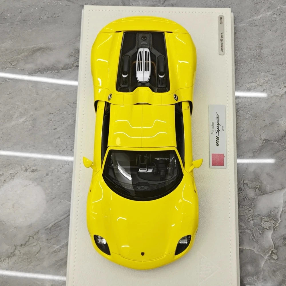 [Make Up] 1:18 Porsche 2011 918 Spyder Yellow Model Car Resin