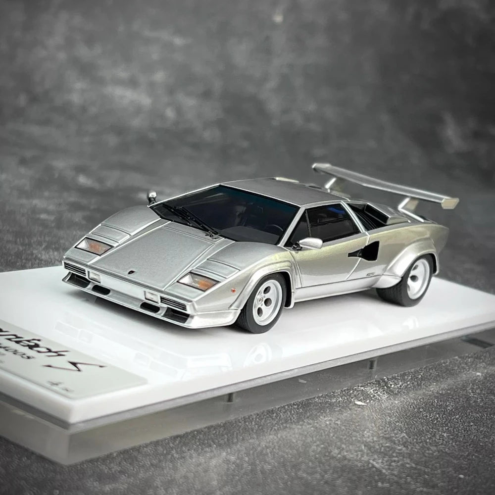 [Make Up] 1:43 Lamborghini 1980 Countach LP400S argento modellino di auto resina