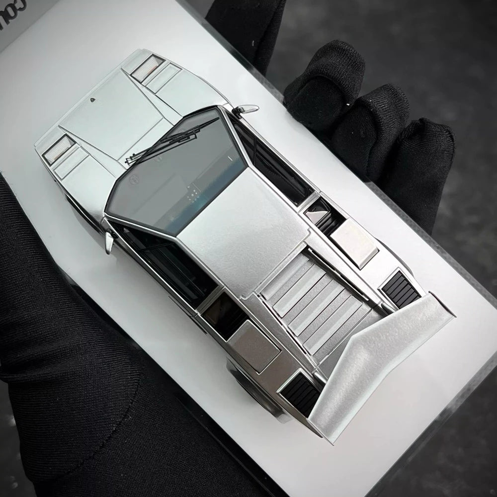 [Make Up] 1:43 Lamborghini 1980 Countach LP400S argento modellino di auto resina