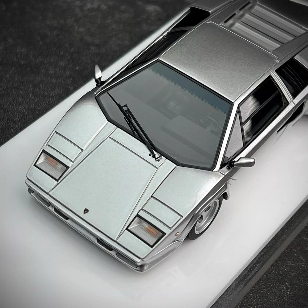 [Make Up] 1:43 Lamborghini 1980 Countach LP400S argento modellino di auto resina