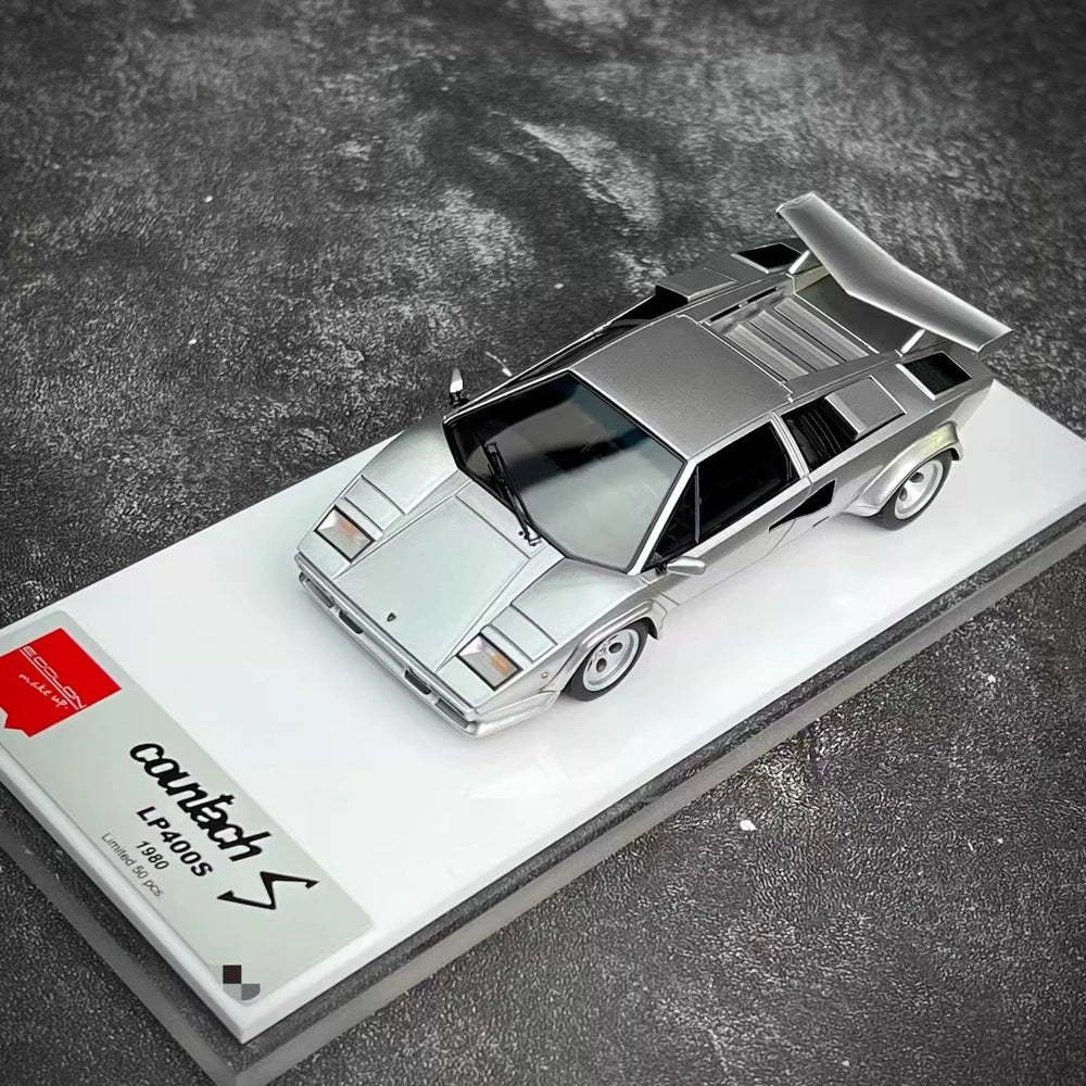[Make Up] 1:43 Lamborghini 1980 Countach LP400S argento modellino di auto resina