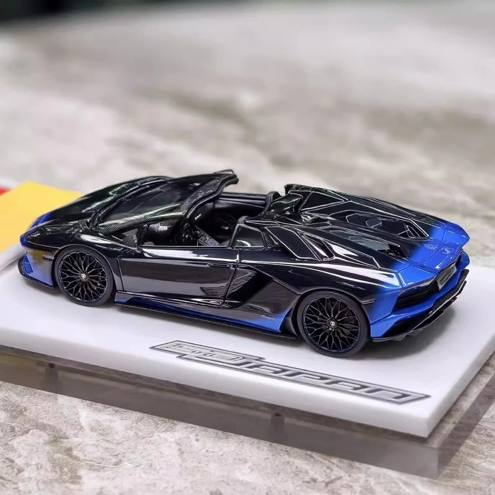 [Make Up] 1:43 Lamborghini 2018 Aventador S Roadster Blue-Black Model Car Resin