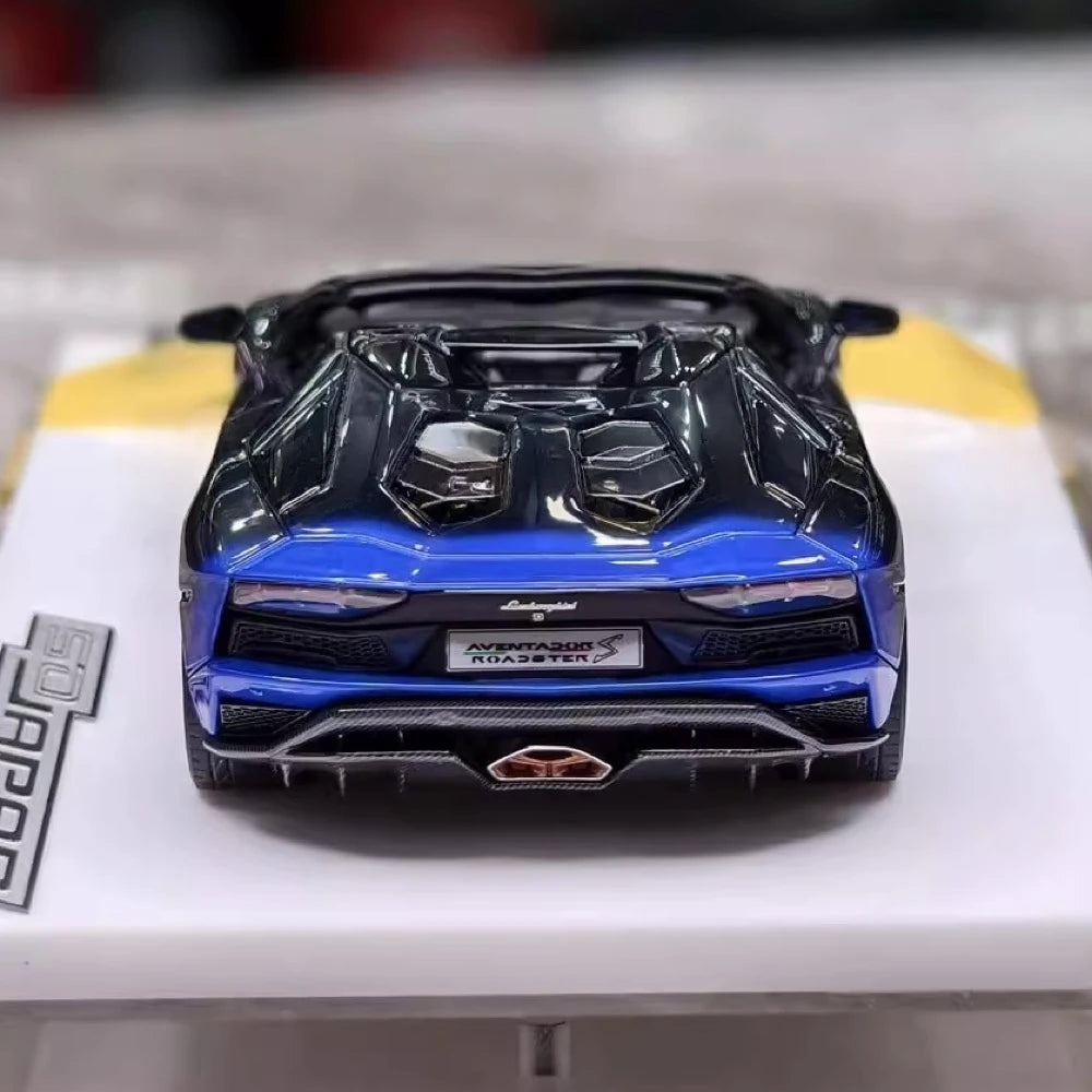 [Make Up] 1:43 Lamborghini 2018 Aventador S Roadster Blue-Black Model Car Resin