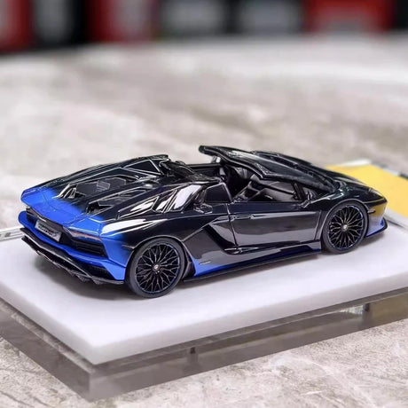[Make Up] 1:43 Lamborghini 2018 Aventador S Roadster Blue-Black Model Car Resin