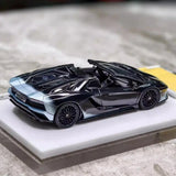 [Make Up] 1:43 Lamborghini 2018 Aventador S Roadster Silver-Black Model Car Resin