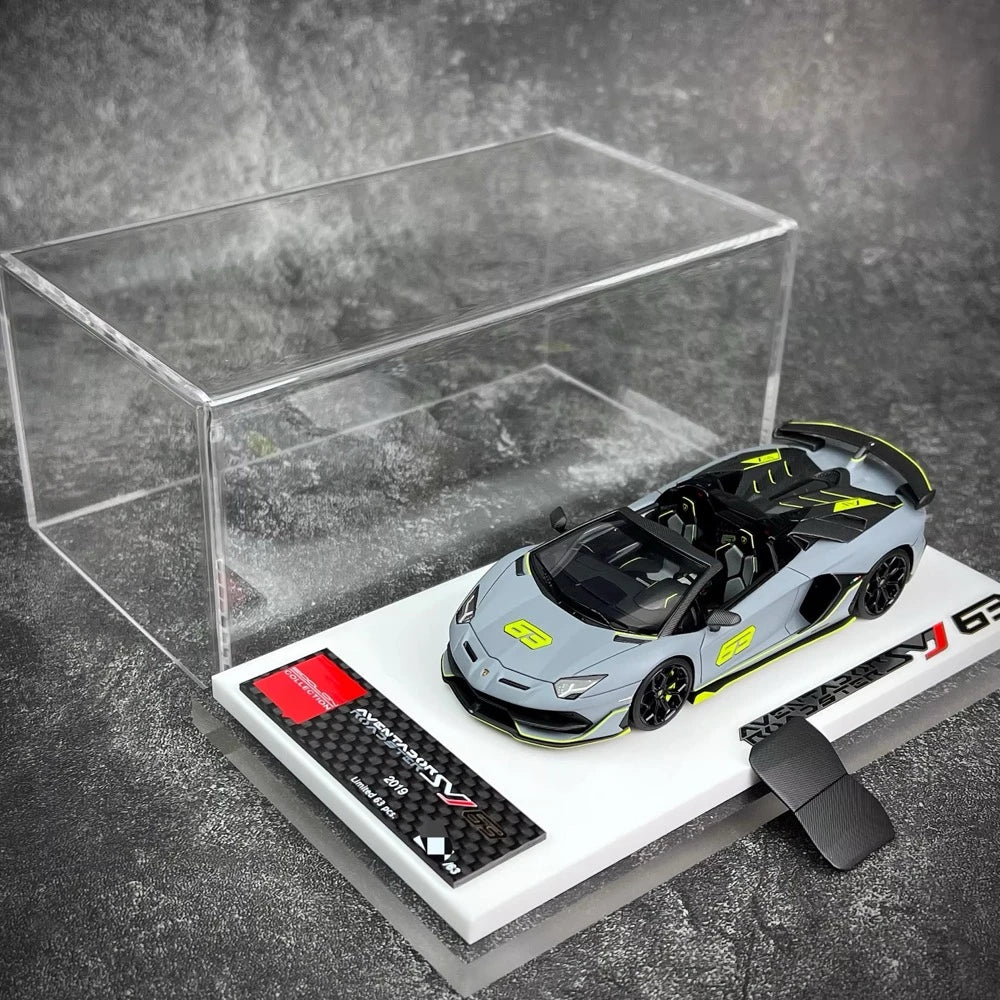 [Make Up] 1:43 Lamborghini 2018 Aventador SVJ 63 Gray Model Car Resin