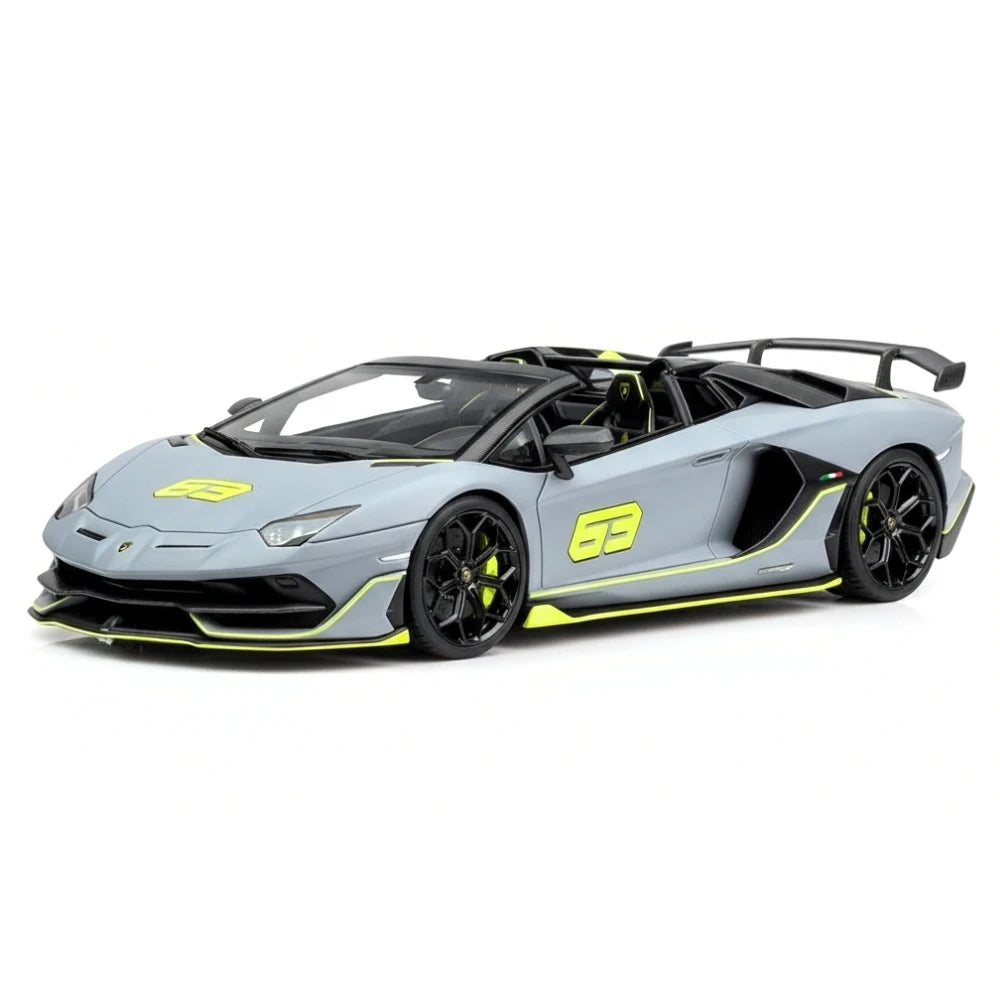 [Make Up] 1:43 Lamborghini 2018 Aventador SVJ 63 Gray Model Car Resin