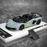 [Make Up] 1:43 Lamborghini 2018 Aventador SVJ 63 Gray Model Car Resin