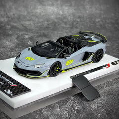 [Make Up] 1:43 Lamborghini 2018 Aventador SVJ 63 Gray Model Car Resin