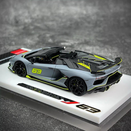 [Make Up] 1:43 Lamborghini 2018 Aventador SVJ 63 Gray Model Car Resin