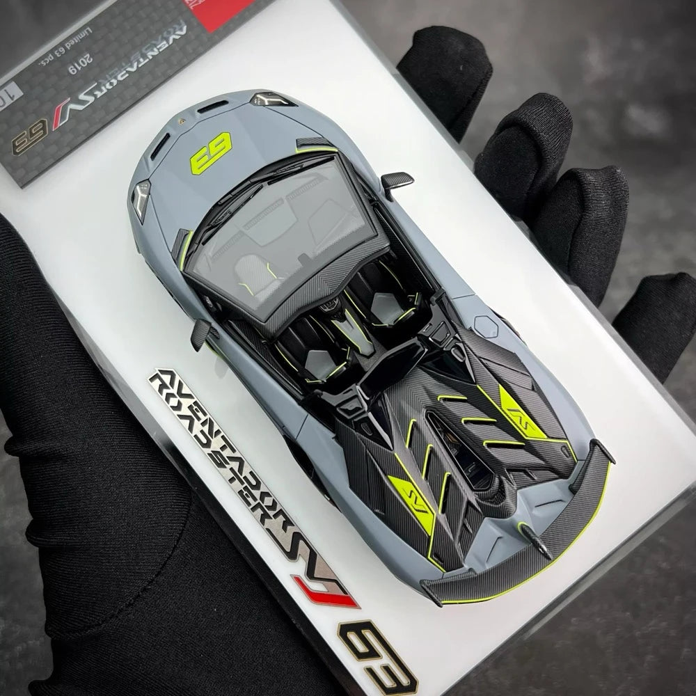 [Make Up] 1:43 Lamborghini 2018 Aventador SVJ 63 Gray Model Car Resin