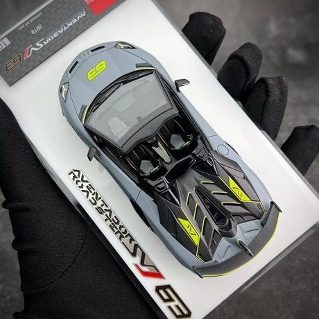 [Make Up] 1:43 Lamborghini 2018 Aventador SVJ 63 Gray Model Car Resin