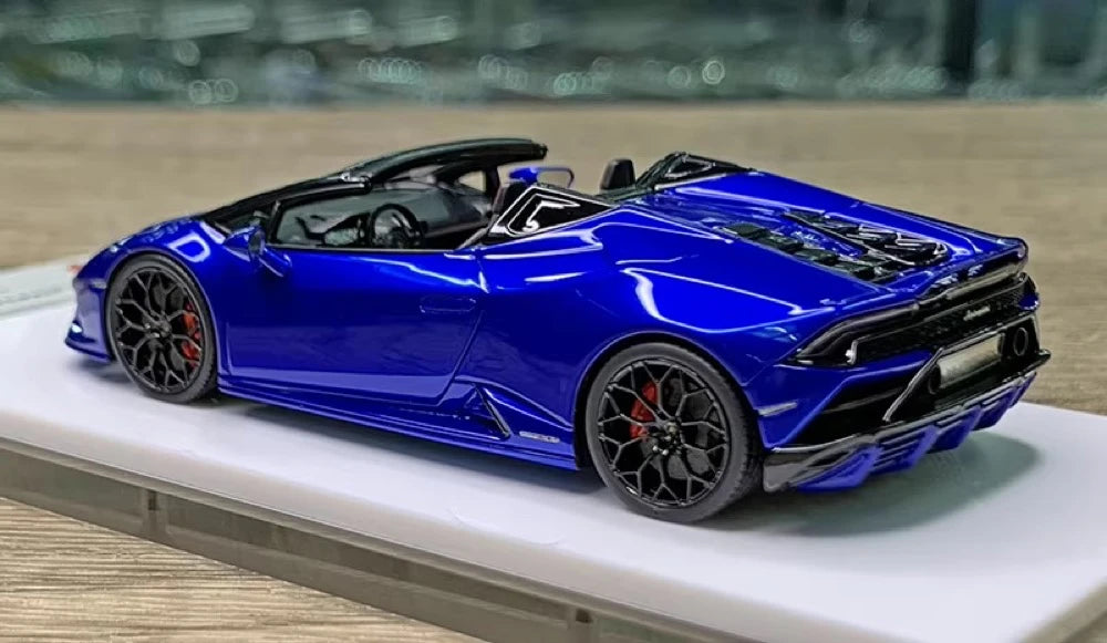 [Make Up] 1:43 Lamborghini 2019 Huracan EVO Spyder Blue Model Car Resin