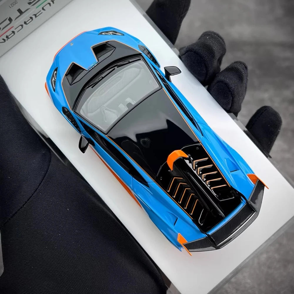 [Make Up] 1:43 Lamborghini 2021 Huracan STO Blue Model Car Resin