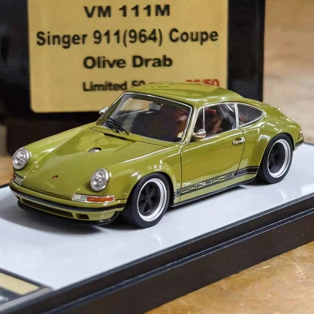 [Make Up] 1:43 Porsche 1990 911 964 Singer Green Model Car Resin