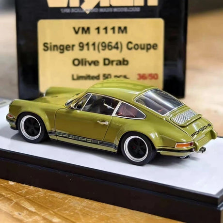 [Make Up] 1:43 Porsche 1990 911 964 Singer Green Model Car Resin