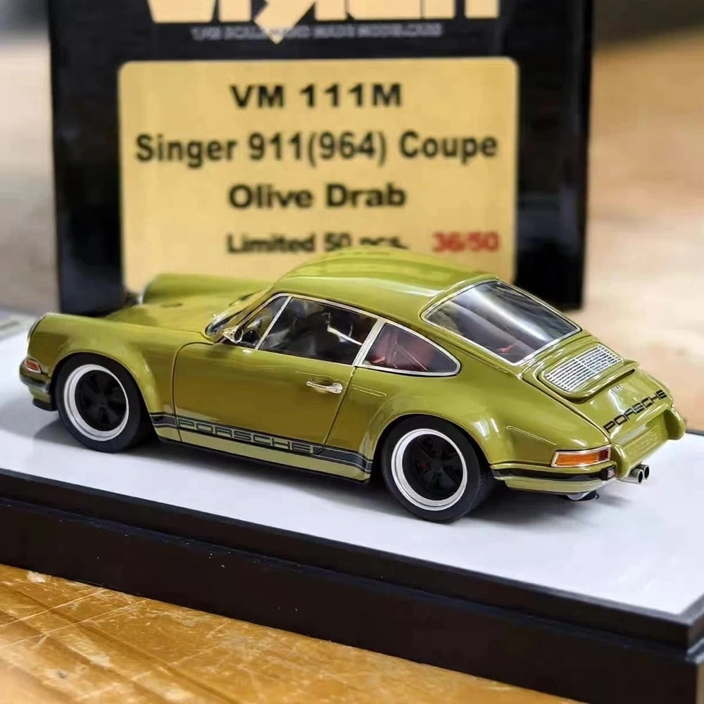 [Make Up] 1:43 Porsche 1990 911 964 Singer Green Model Car Resin