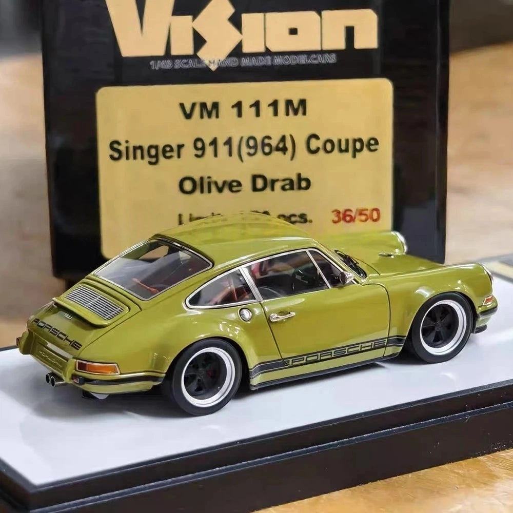 [Make Up] 1:43 Porsche 1990 911 964 Singer Green Model Car Resin