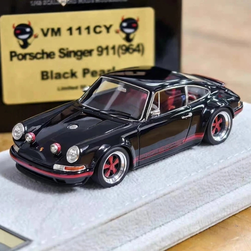 [Make Up] 1:43 Porsche 1990 911 964 Singer with Fog Lamps CY Black Model Car Resin