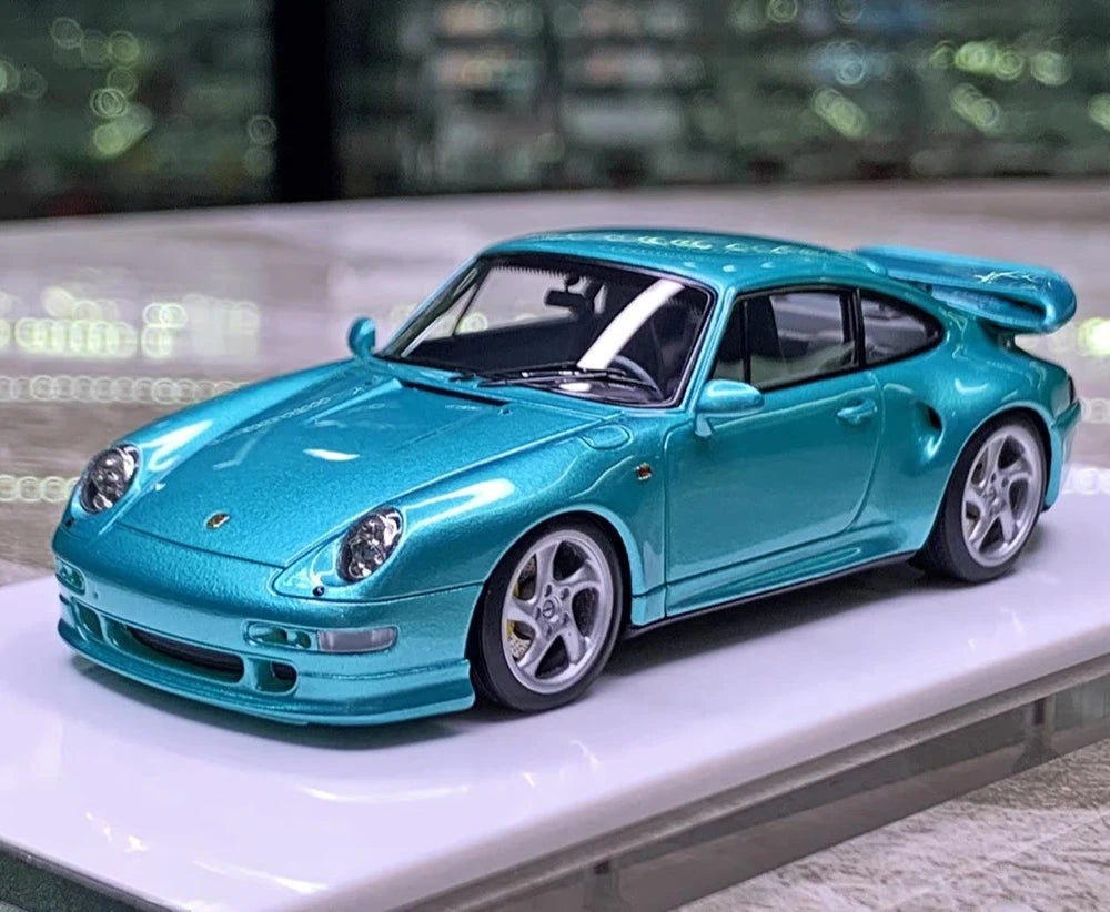 [Make Up] 1:43 Porsche 1996 911 993 Turbo S Blue Model Car Resin