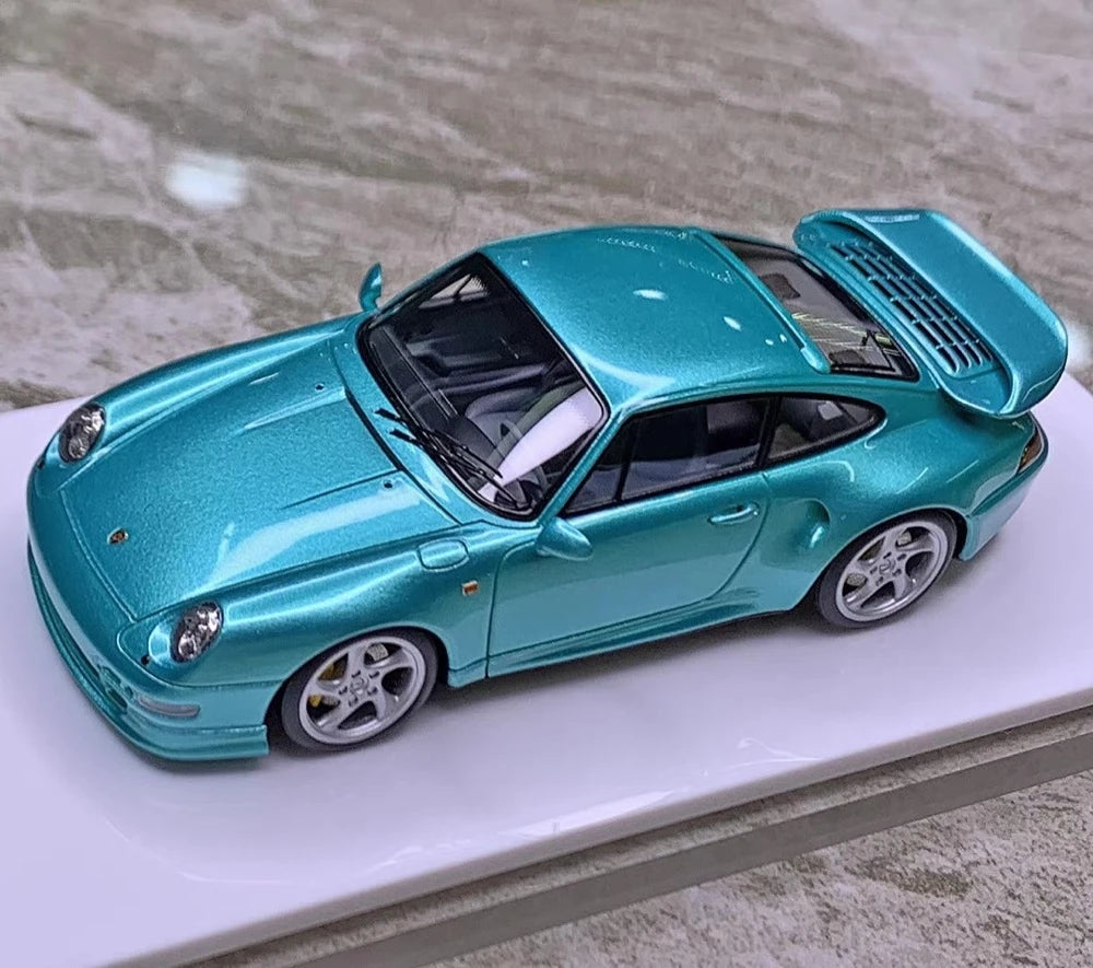 [Make Up] 1:43 Porsche 1996 911 993 Turbo S Blue Model Car Resin