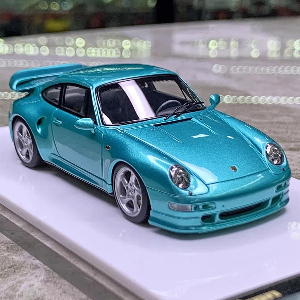 [Make Up] 1:43 Porsche 1996 911 993 Turbo S Blue Model Car Resin