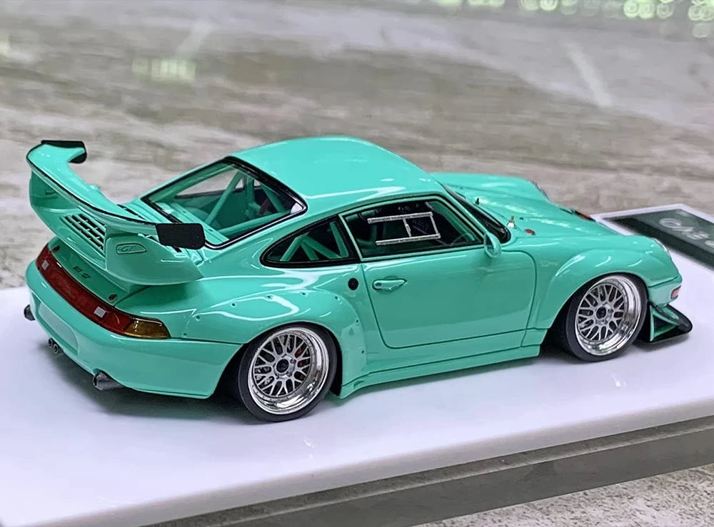 [Make Up] 1:43 Porsche 1998 911 993 GT2 Evo Blue Model Car Resin