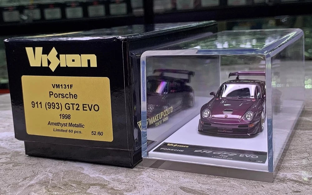 [Make Up] 1:43 Porsche 1998 911 993 GT2 Evo Purple Model Car Resin