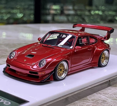 [Make Up] 1:43 Porsche 1998 911 993 GT2 Evo Red Model Car Resin