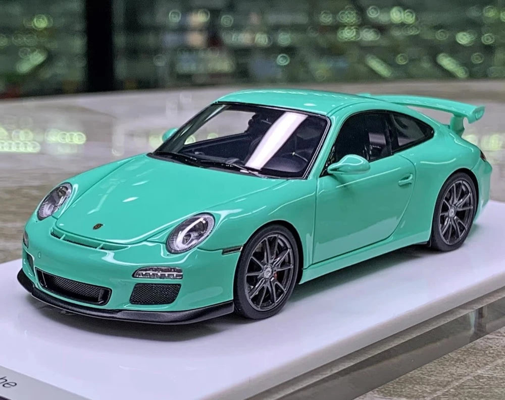 [Make Up] 1:43 Porsche 2010 911 997.2 GT3 Tiffany blå modellbil harts
