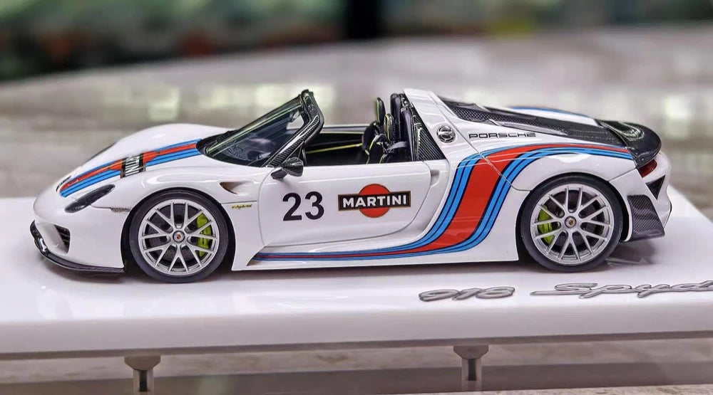 [Make Up] 1:43 Porsche 2011 918 Spyder Weissach Package Martini Model Car Resin