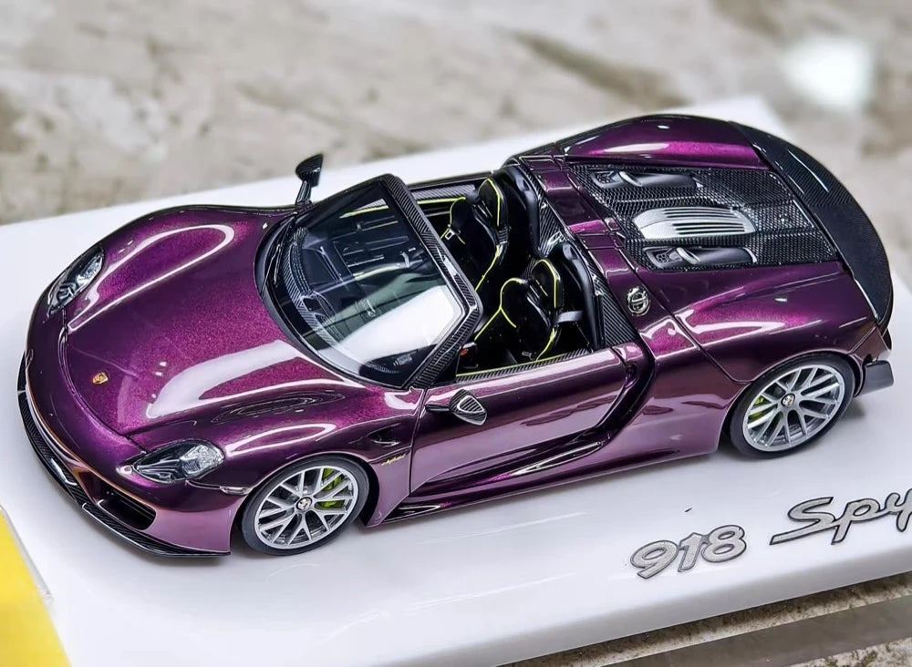 [Make Up] 1:43 Porsche 2011 918 Spyder Weissach Package Purple Model Car Resin