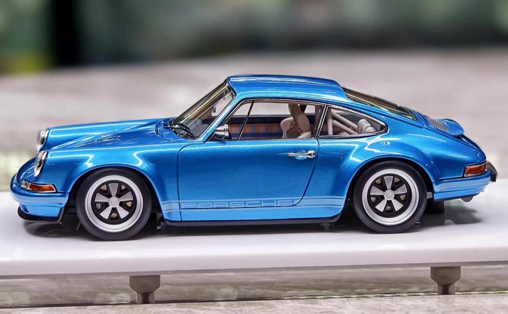 [Make Up] 1:43 Porsche 1990 911 964 Singer Blue Model Car Resin