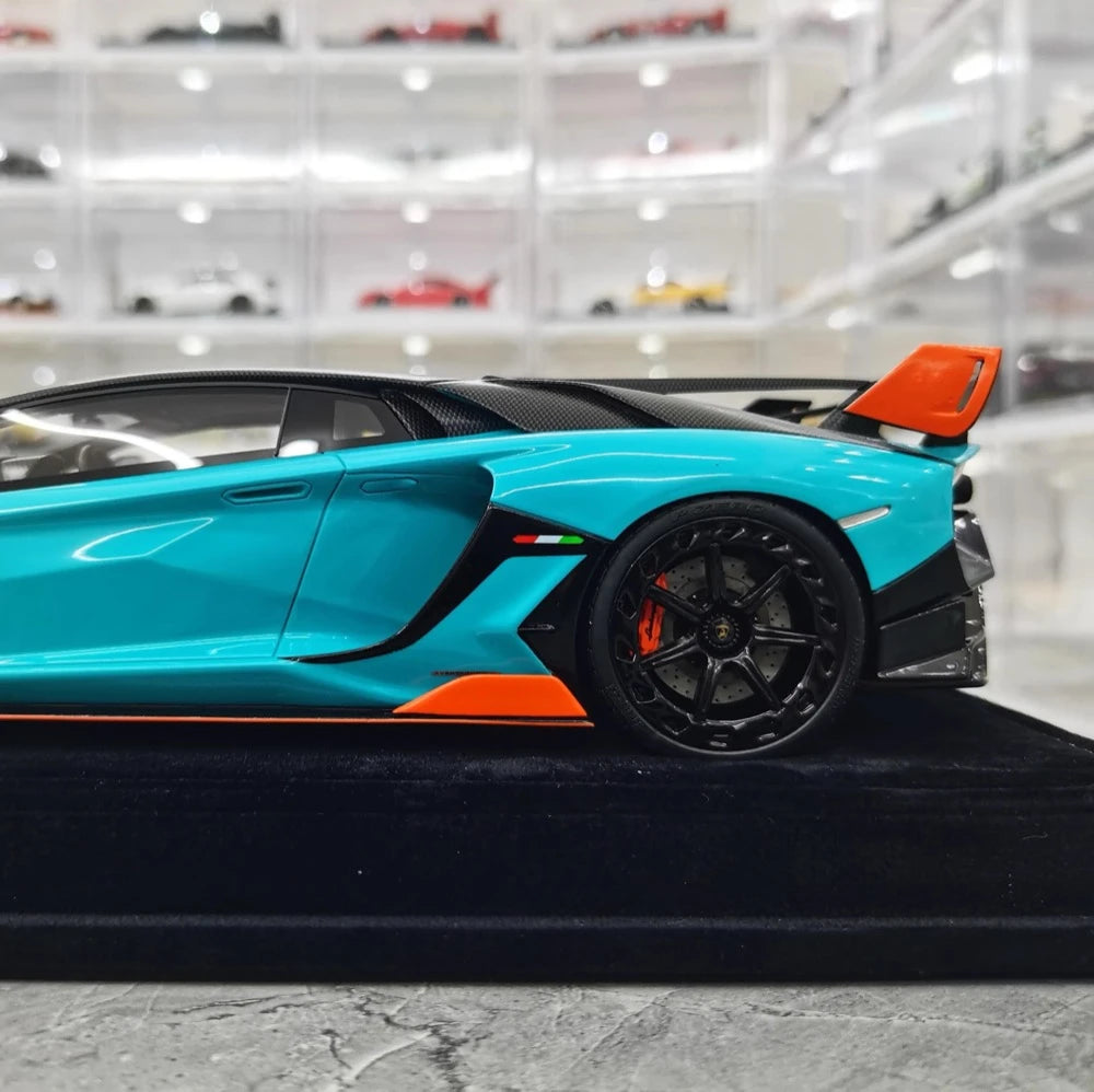 [Mansory] 1:18 Lamborghini 2020 Aventador SVJ Cabrera Blue Model Car Resin