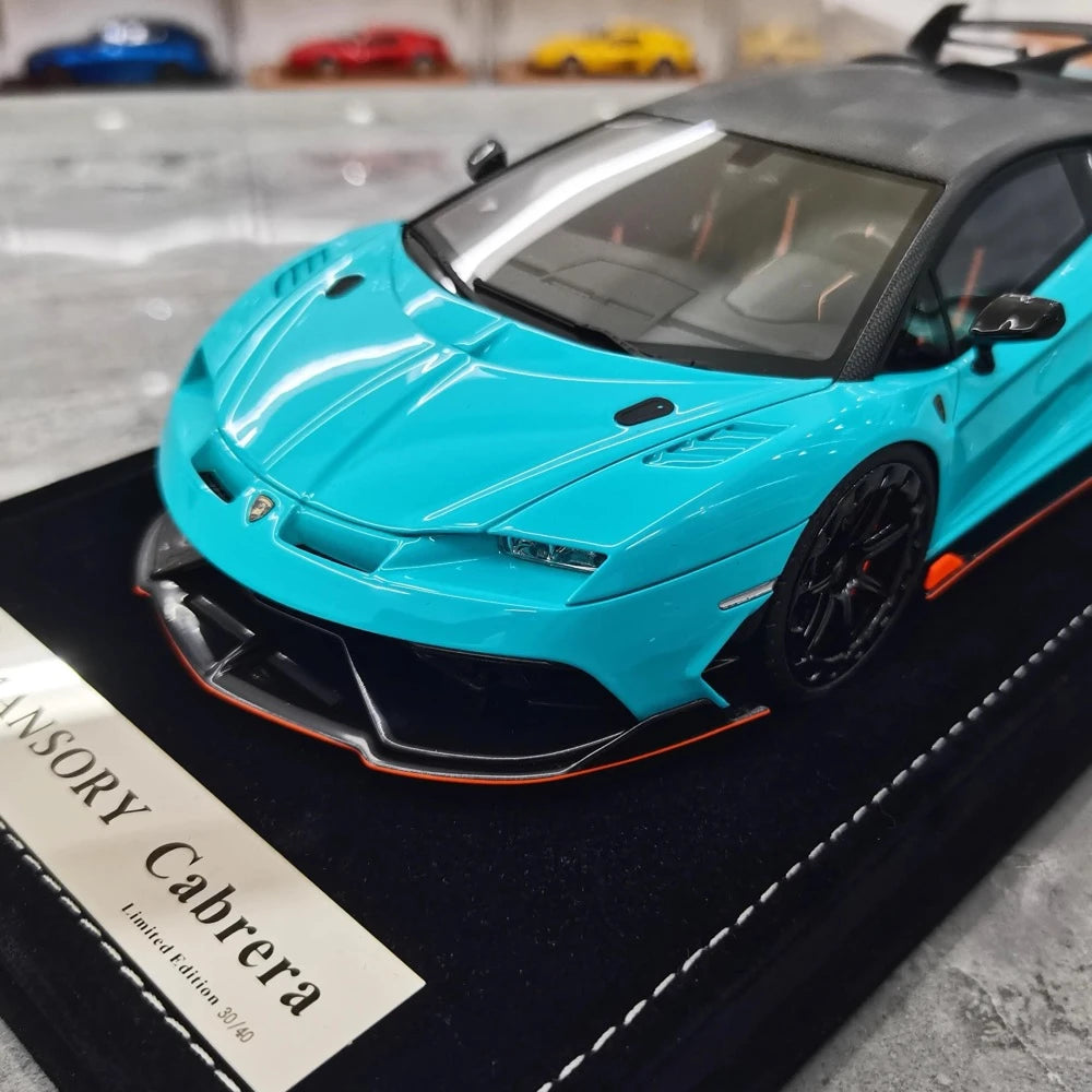 [Mansory] 1:18 Lamborghini 2020 Aventador SVJ Cabrera Blue Model Car Resin